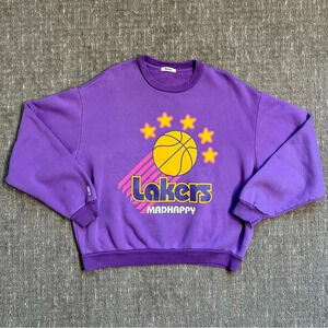 Madhappy Purple Yellow Lakers Heritage Crewneck Sweatshirt Medium
